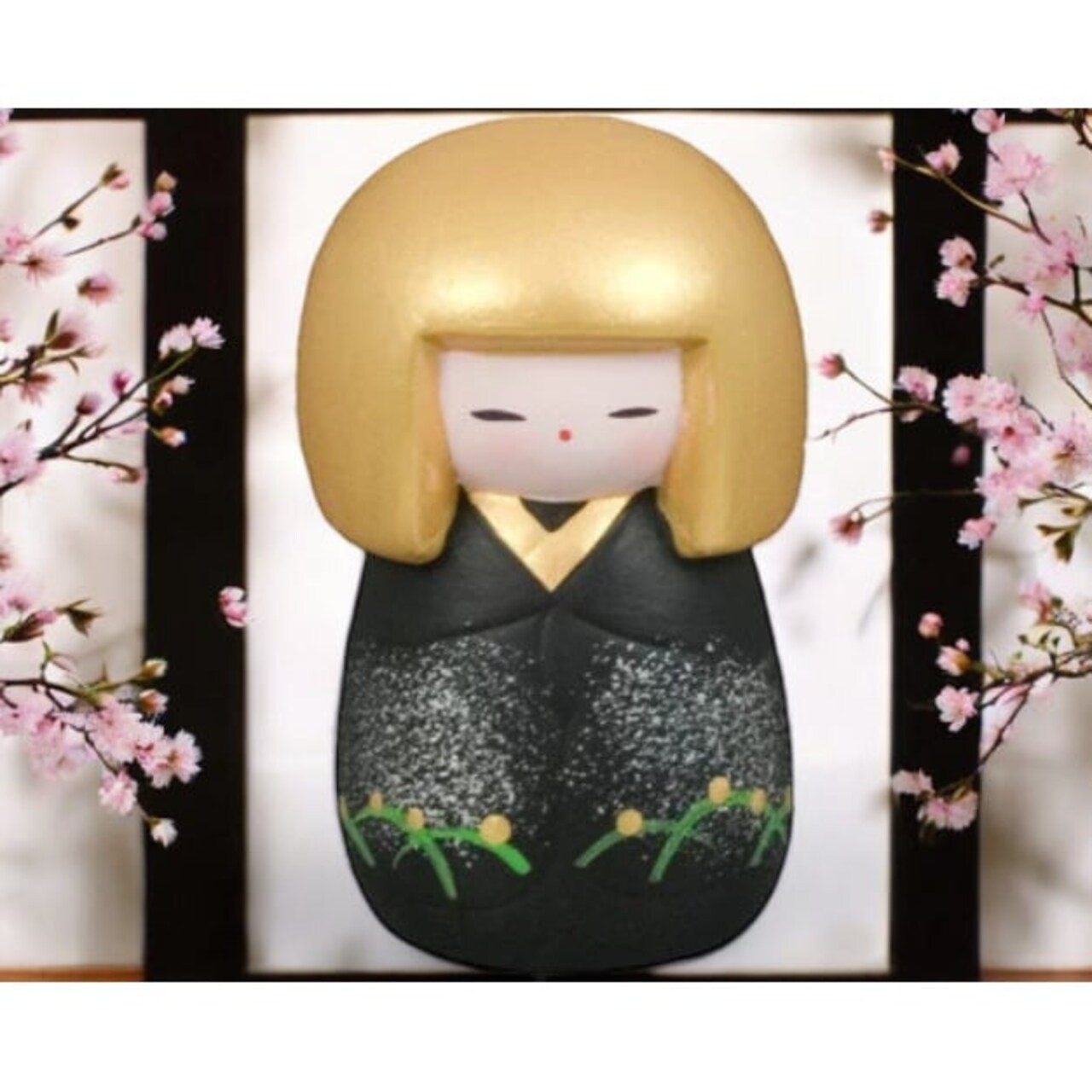 Ceramic Earthenware Mini Japanese Geisha Doll With Gold Hair Figurine Japanese Decor Love Japan Japanese Culture,